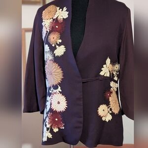 Silk Floral Print Reversible Jacket Large